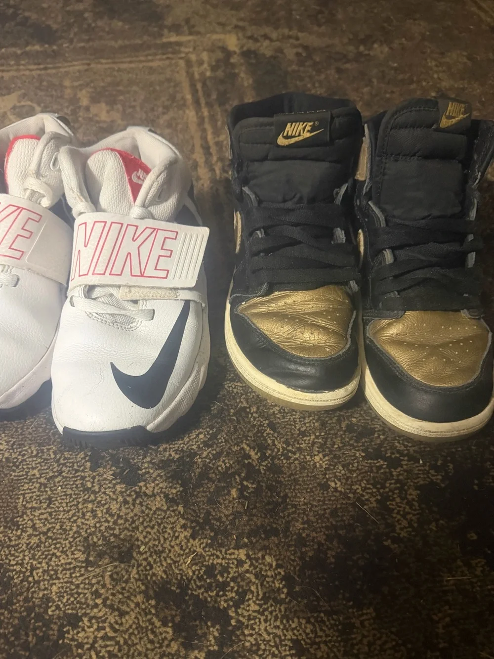 Boys Nike White Strap Sneakers Black/Gold air Jordan’s High-Top Sneakers 3.5